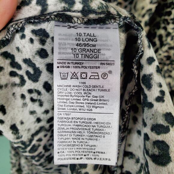 Banana Republic Animal Print Peasant Midi Long Sleeve Dress Size 10 Tall - Picture 6 of 7